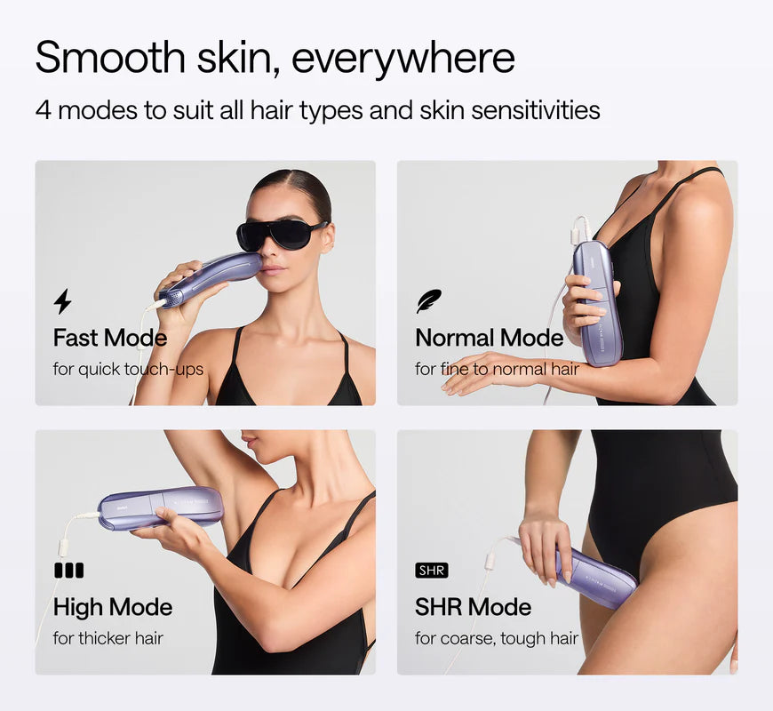 Easemate IPL device in use on bikini line area for long-lasting hair reduction